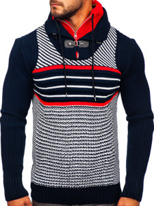 Maglione spesso con collo alto da uomo blu Bolf 2000