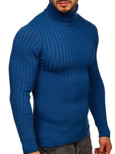 Maglione tipo dolcevita da uomo azzurro Bolf 4602