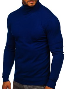 Maglione tipo dolcevita senza stampa da uomo azzurro Bolf YY02