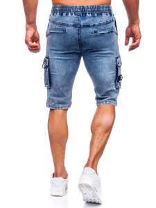 Pantaloncini cargo in denim da uomo blu Bolf HY818