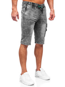 Pantaloncini cargo in denim da uomo neri Bolf HY820