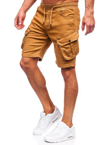 Pantaloncini cargo in tessuto da uomo cammello Bolf 384K