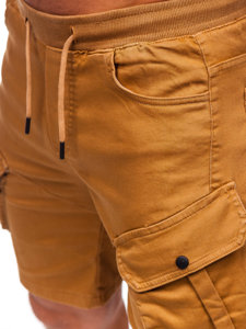 Pantaloncini cargo in tessuto da uomo cammello Bolf 384K