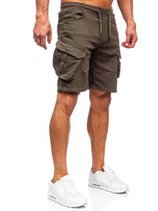 Pantaloncini cargo in tessuto da uomo khaki Bolf 384K