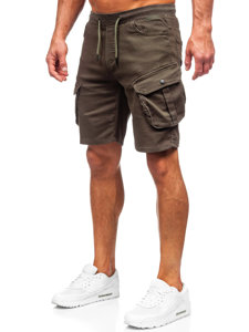 Pantaloncini cargo in tessuto da uomo khaki Bolf 384K