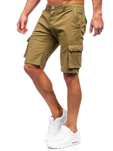 Pantaloncini cargo in tessuto da uomo khaki Bolf J707