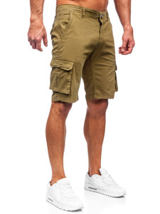 Pantaloncini cargo in tessuto da uomo khaki Bolf J707