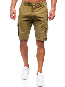 Pantaloncini cargo in tessuto da uomo khaki Bolf J707