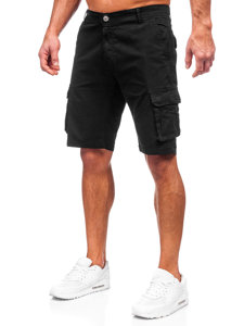 Pantaloncini cargo in tessuto da uomo neri Bolf J707