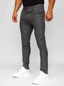 Pantaloncini chino in tessuto a quadri da uomo grigio scuri Bolf 0032