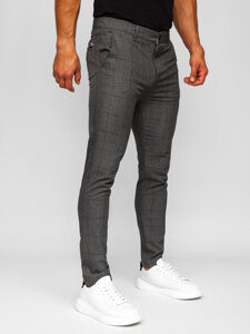 Pantaloncini chino in tessuto a quadri da uomo grigio scuri Bolf 0032