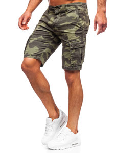 Pantaloncini corti cargo mimetici da uomo verdi Bolf YF2226