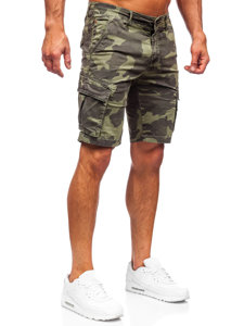 Pantaloncini corti cargo mimetici da uomo verdi Bolf YF2226