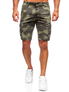 Pantaloncini corti cargo mimetici da uomo verdi Bolf YF2226