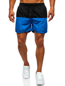 Pantaloncini corti da bagno da uomo nero-azzurri Bolf HM060