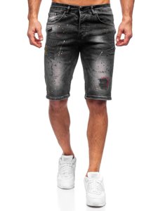 Pantaloncini corti di jeans da uomo neri Bolf 3014