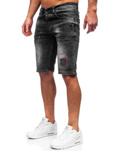 Pantaloncini corti di jeans da uomo neri Bolf 3014