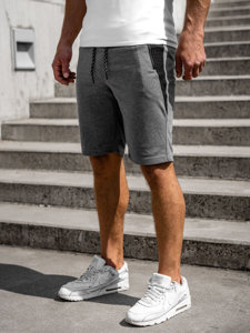 Pantaloncini corti di tuta da uomo grigio-neri Bolf Q3876