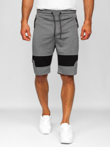 Pantaloncini corti di tuta da uomo grigio-neri Bolf Q3877