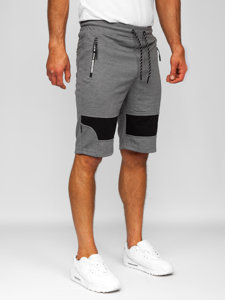 Pantaloncini corti di tuta da uomo grigio-neri Bolf Q3877