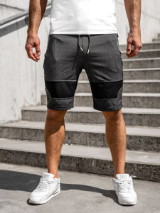 Pantaloncini corti di tuta da uomo nero-bianchi Bolf Q3877