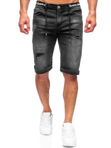 Pantaloncini corti in jeans da uomo neri Bolf K15002-2