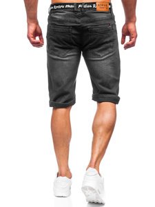 Pantaloncini corti in jeans da uomo neri Bolf K15002-2