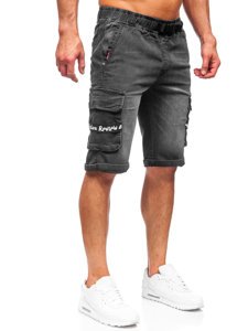 Pantaloncini corti in jeans da uomo neri Bolf K15008-2