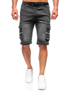 Pantaloncini corti in jeans da uomo neri Bolf K15008-2