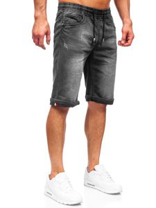 Pantaloncini corti in jeans da uomo neri Bolf K15010-2