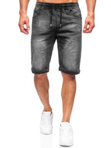 Pantaloncini corti in jeans da uomo neri Bolf K15010-2