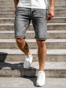 Pantaloncini corti in jeans da uomo neri Bolf KG3753