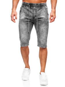 Pantaloncini corti in jeans da uomo neri Bolf KR1539