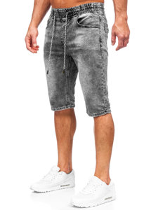 Pantaloncini corti in jeans da uomo neri Bolf KR1551