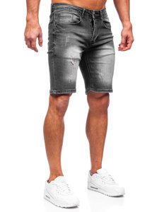 Pantaloncini corti in jeans da uomo neri Bolf MP0044N