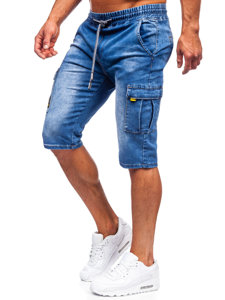 Pantaloncini corti in jeans tipo cargo da uomo blu Bolf KR1202P-1