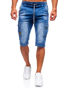 Pantaloncini corti in jeans tipo cargo da uomo blu Bolf KR1202P-1