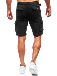 Pantaloncini corti tipo cargo con cintura da uomo neri Bolf MP0109NA