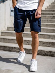 Pantaloncini corti tipo cargo da uomo blu Bolf 5011