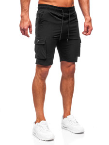 Pantaloncini corti tipo cargo da uomo neri Bolf DC469