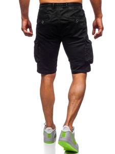 Pantaloncini corti tipo cargo da uomo nero Bolf 5011