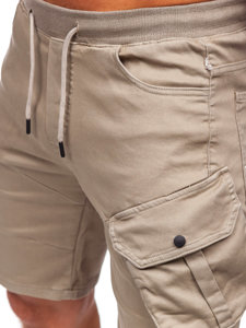 Pantaloncini in tessuto cargo da uomo beige chiaro Bolf 384K