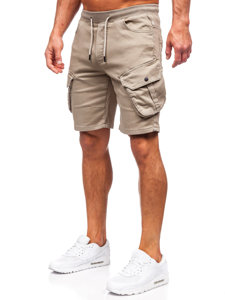 Pantaloncini in tessuto cargo da uomo beige chiaro Bolf 384K