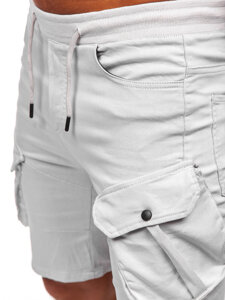 Pantaloncini in tessuto cargo da uomo grigio chiaro Bolf 384K