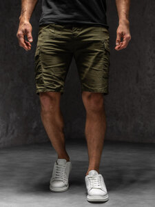 Pantaloncini in tessuto cargo da uomo khaki Bolf MP0188MVA1