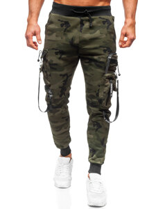 Pantaloni cargo da tuta jogger con motivo mimetico da uomo verde Bolf HSS107