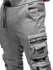 Pantaloni cargo da tuta jogger da uomo grigio Bolf HSS017