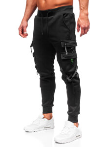 Pantaloni cargo da tuta jogger da uomo nero Bolf HSS015