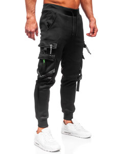 Pantaloni cargo da tuta jogger da uomo nero Bolf HSS015