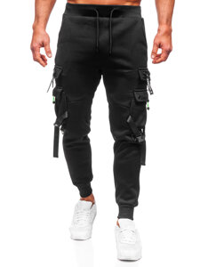 Pantaloni cargo da tuta jogger da uomo nero Bolf HSS015